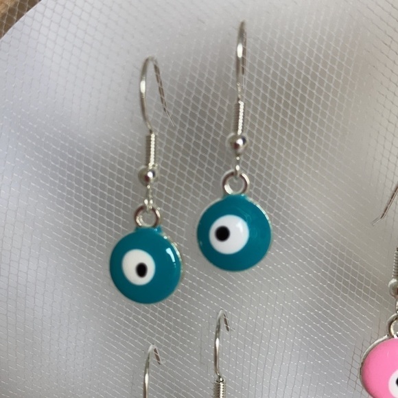 EVIL Eye Minimalist Drop Earrings - Picture 3 of 9